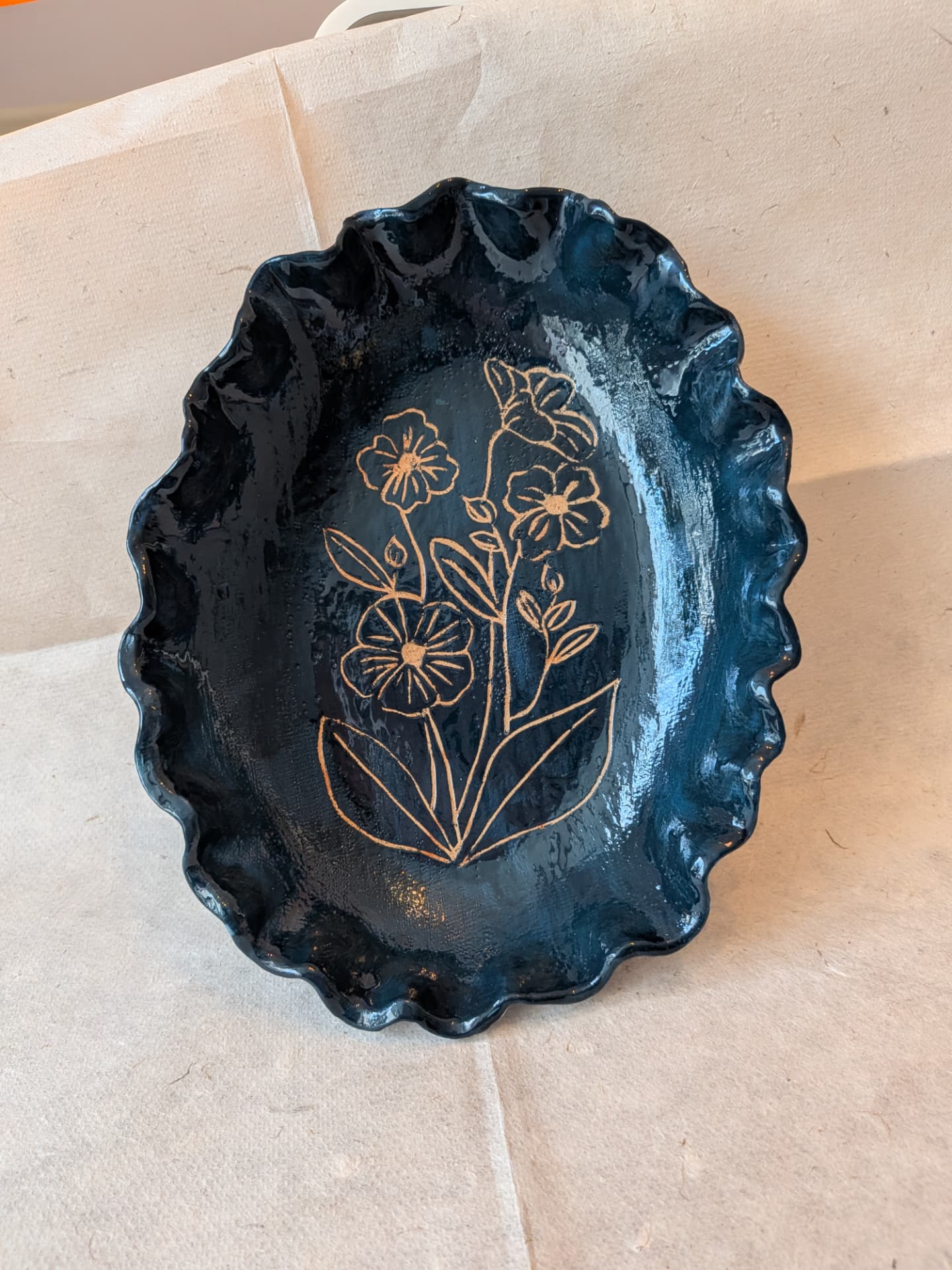 Gold Floral Dish