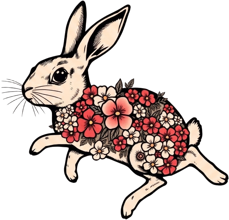 Hand-painted leaping hare illustration